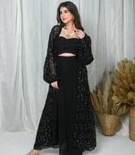 Black jacket and drape skirt set
