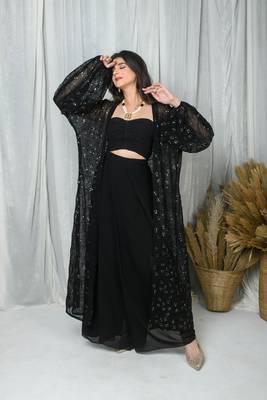 Black jacket and drape skirt set 2