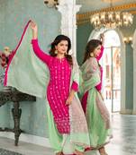Rani pink and sea green kurta set