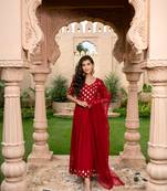 Red and gold anarkali