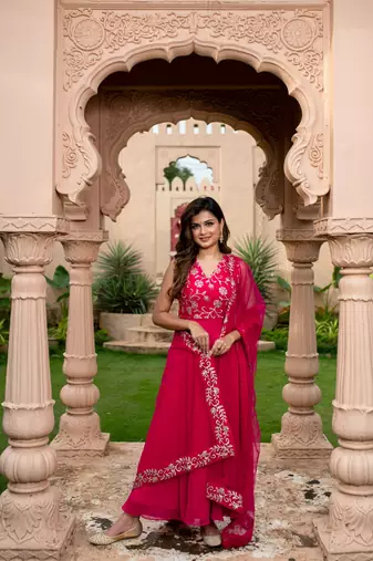 Pink and gold anarakli set