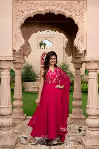 Pink and gold anarakli set