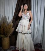 White embroidered kora cotton palazzo set