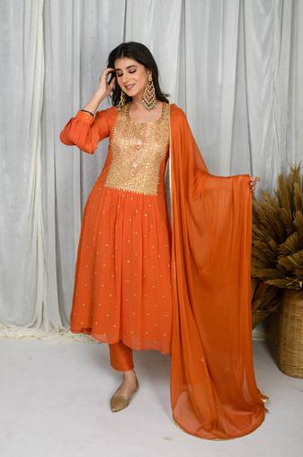 Rust aline kurta set