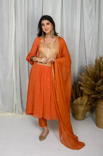 Rust aline kurta set