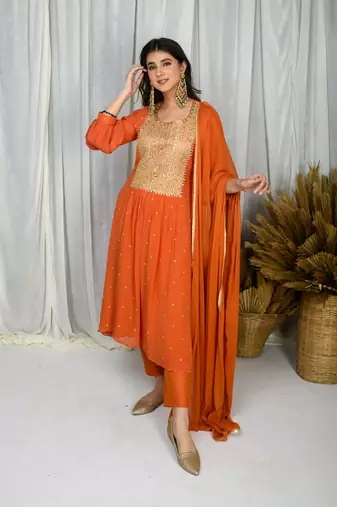 Rust aline kurta set