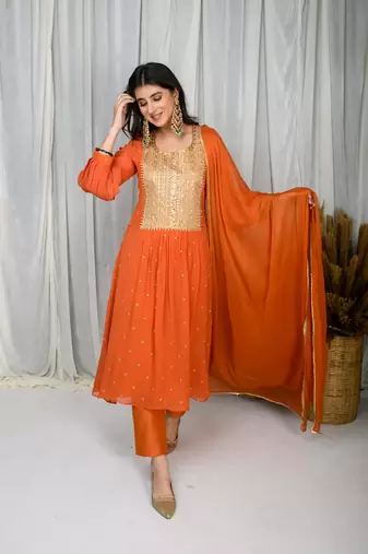 Rust aline kurta set