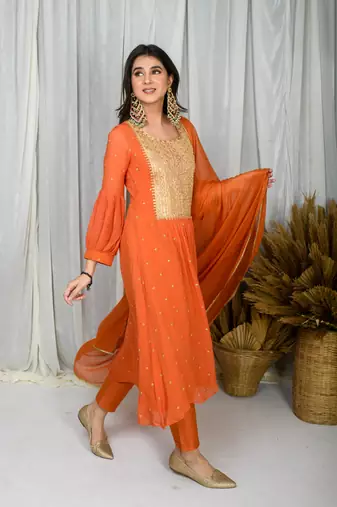 Rust aline kurta set
