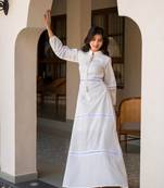 White cotton layered maxi dress
