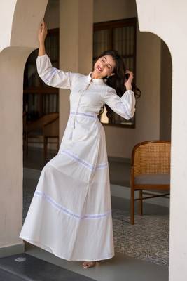 White cotton layered maxi dress 3
