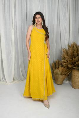 Yellow overlap gown 1
