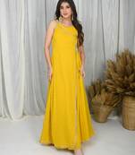 Yellow overlap gown