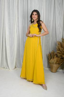 Yellow overlap gown 3