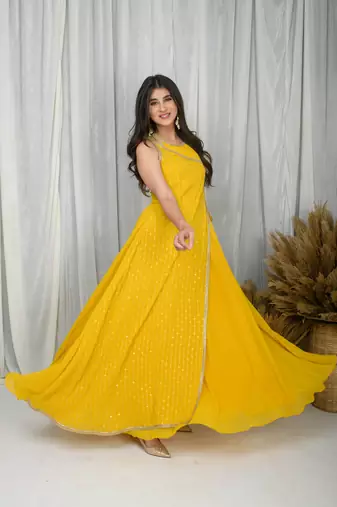 Yellow overlap gown