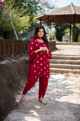 Cherry red sequin patiala 3