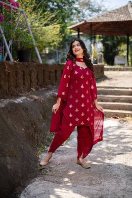 Cherry red sequin patiala 5
