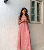 Dusty pink sequin pannel long dress