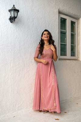 Dusty pink sequin pannel long dress 2