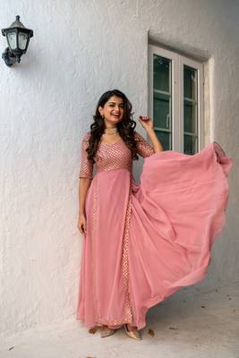 Dusty pink sequin pannel long dress 3