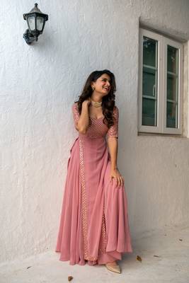 Dusty pink sequin pannel long dress 5