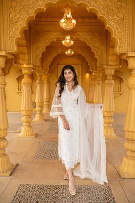 White pakistani kurta set 5