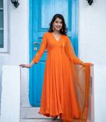 Orange anarkali set