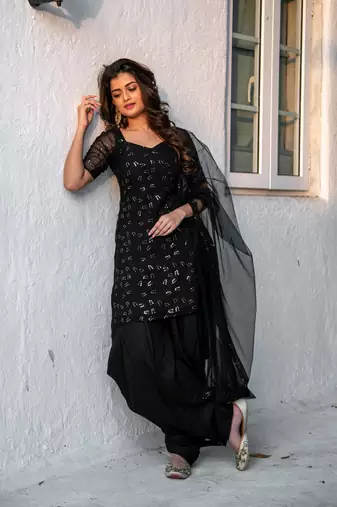Black And Gold Punjabi Salwar Suit