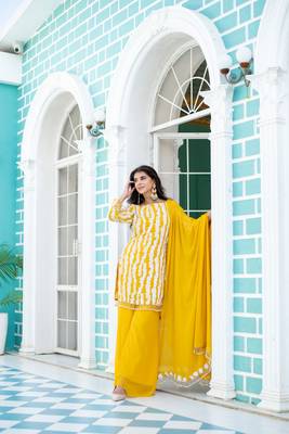 Yellow white long sequin palazzo 1