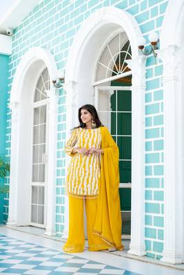 Yellow white long sequin palazzo 3