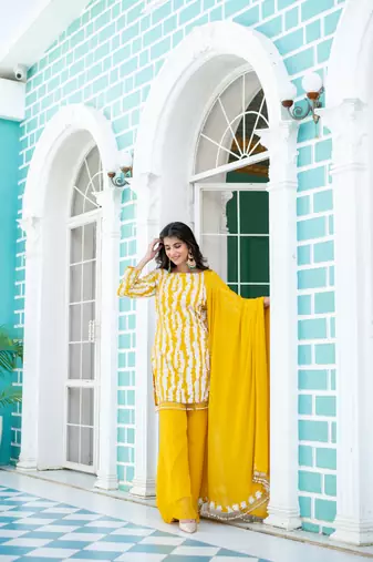 Yellow white long sequin palazzo