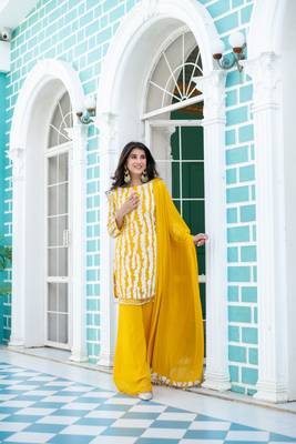 Yellow white long sequin palazzo 5