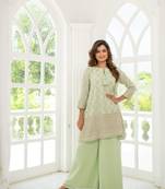 Light pista zari work box style kurta pallazzo set