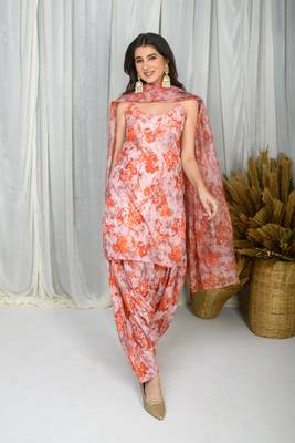 Orange printed water sequin salwar set 3