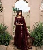 Maroon nayra cut kurta    set