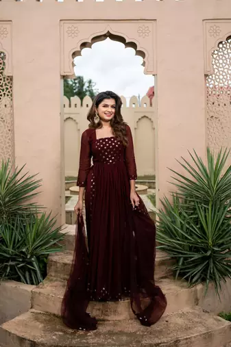 Maroon nayra cut kurta    set
