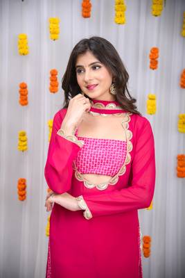 Rani pink kurta set with tube top 1