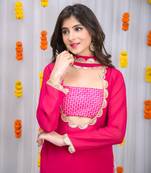 Rani pink kurta set with tube top