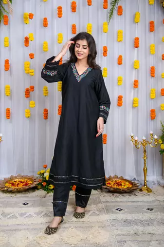 Black silk kurta set