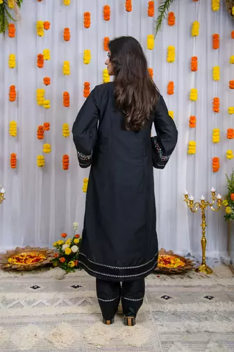 Black silk kurta set
