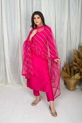 Pink silk kurta set 1