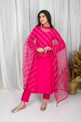 Pink silk kurta set