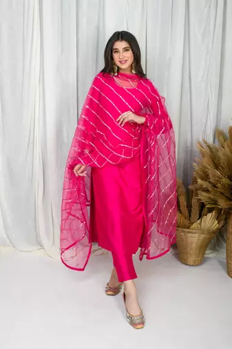 Pink silk kurta set