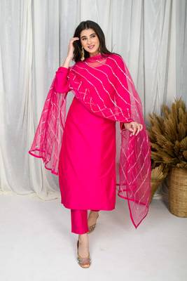 Pink silk kurta set 5