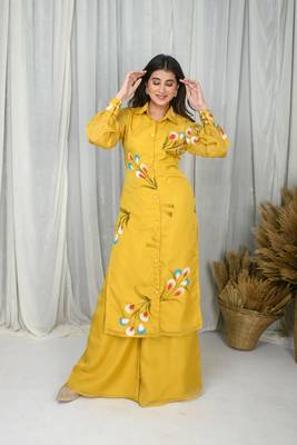 Mustard hand painted co-ord set 1