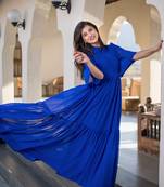 Blue georgette layered maxi dress