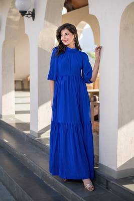 Blue georgette layered maxi dress 2