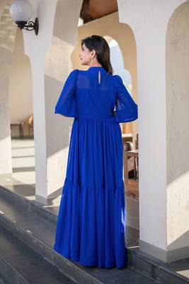 Blue georgette layered maxi dress 5