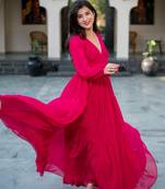Pink layered georgette maxi dress