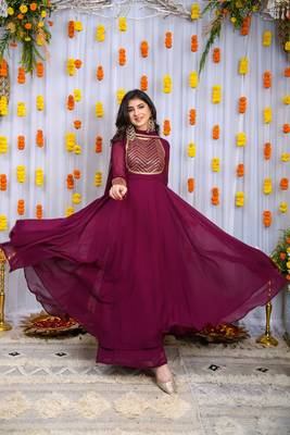 Wine heavy yolk anarkali set 5