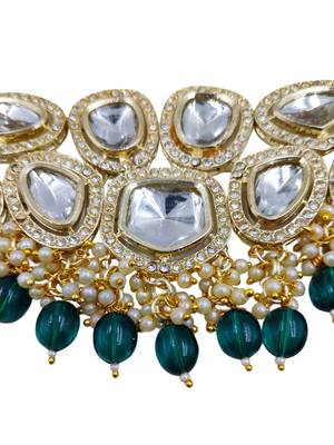 partywear kundan gold plated designer meenakari necklace jewellery set for women 4